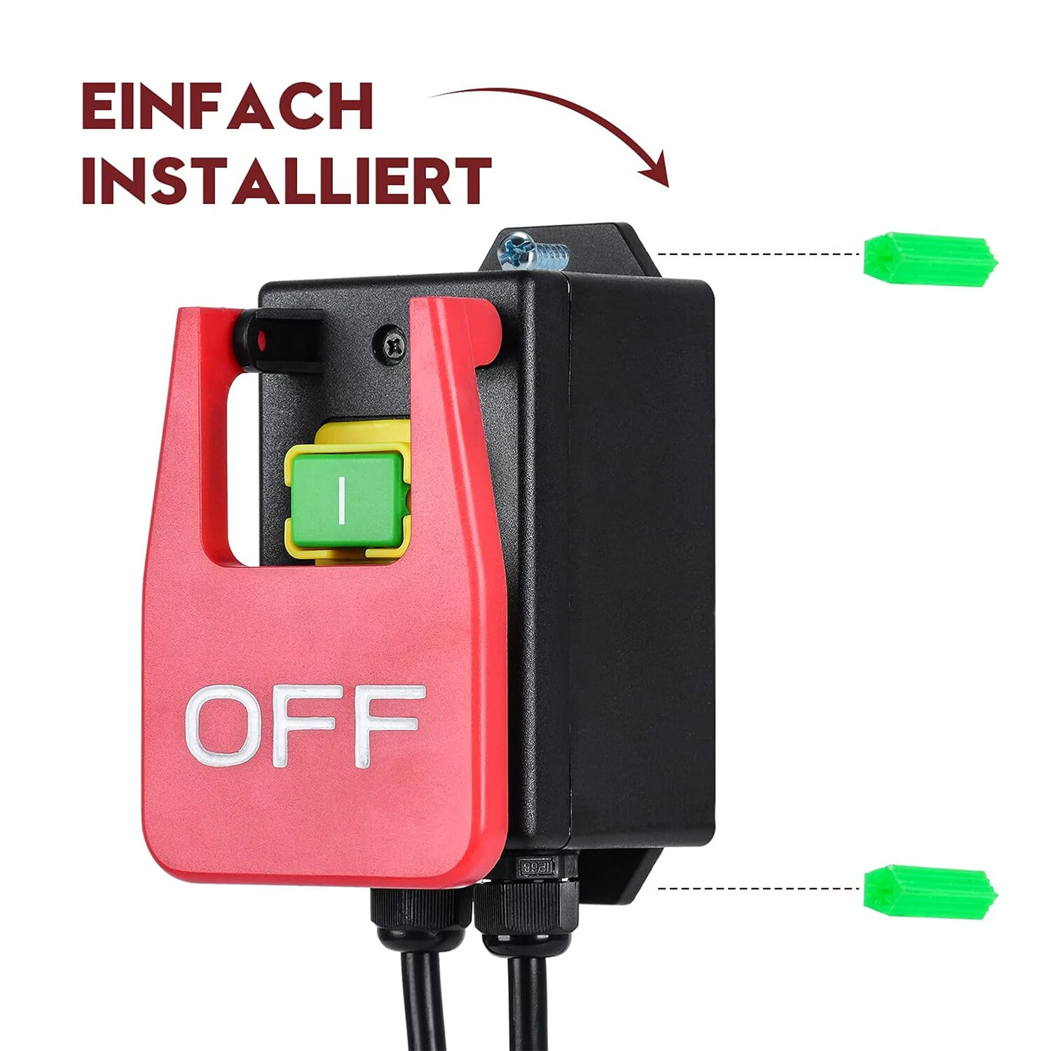 Safety Power Switch 220V 16A Large Paddle On Off Switch Emergency Stop Zero Voltage Switch Compatible with Router Tables Table Saws Drills Milling Machines Plug and Play Design — view 6