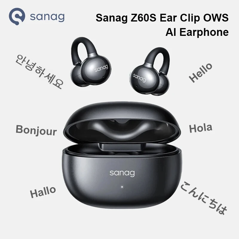 SANAG Z60S OWS Earclips Wireless bluetotooth 5.4 Earphone 12mm Composite Double Magnetic Film AI Call Noise Reduction Touch Control Open-ear Sports Headphones — view 3