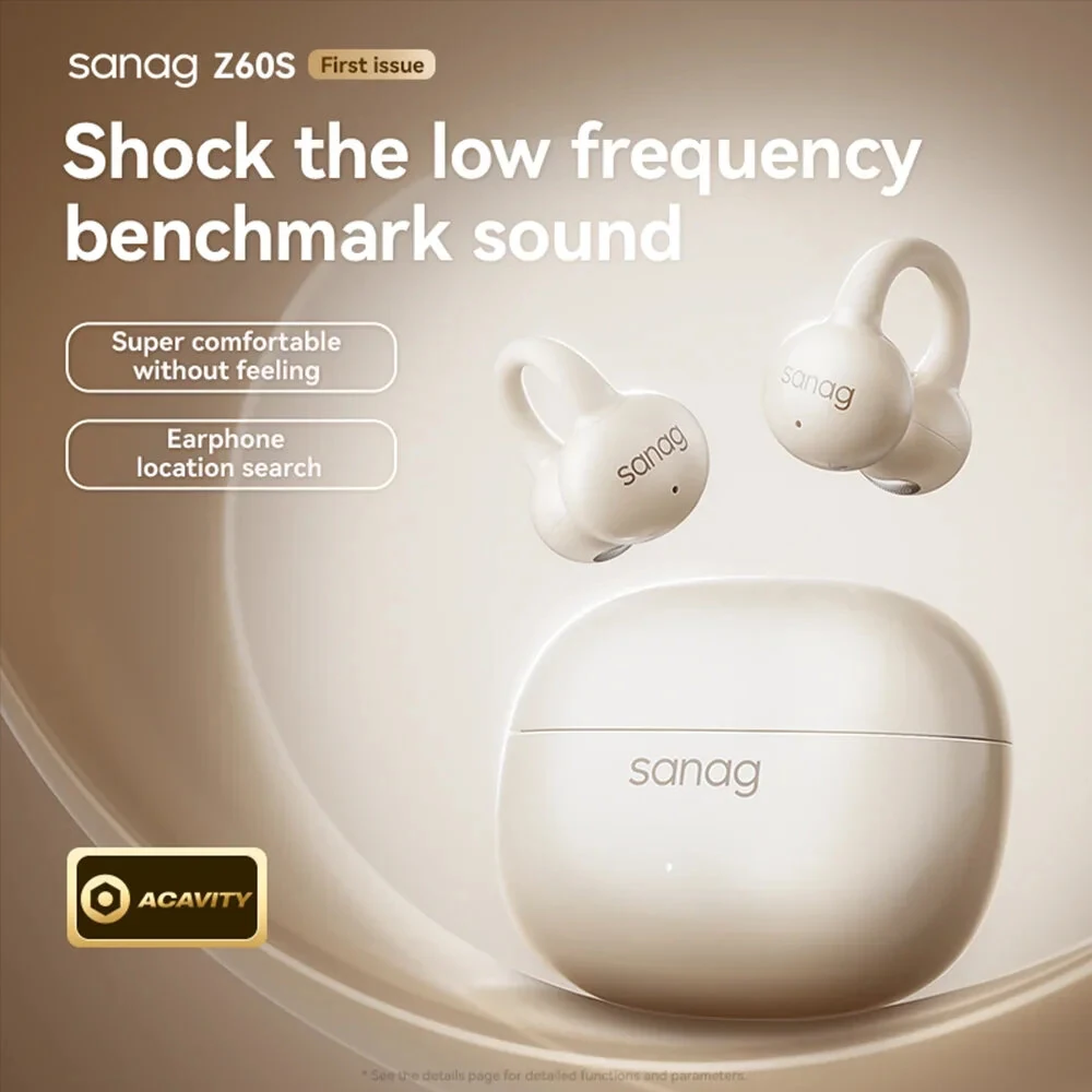 SANAG Z60S OWS Earclips Wireless bluetotooth 5.4 Earphone 12mm Composite Double Magnetic Film AI Call Noise Reduction Touch Control Open-ear Sports Headphones — view 7