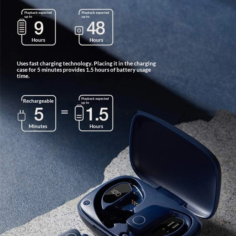 SANAG Z9 TWS Earphone bluetooth Earphone HiFi Stereo Deep Bass Dual Microphones CVC Call Noise Cancelling Power Display IPX5 Waterproof Earhooks Sports Headphones — view 6