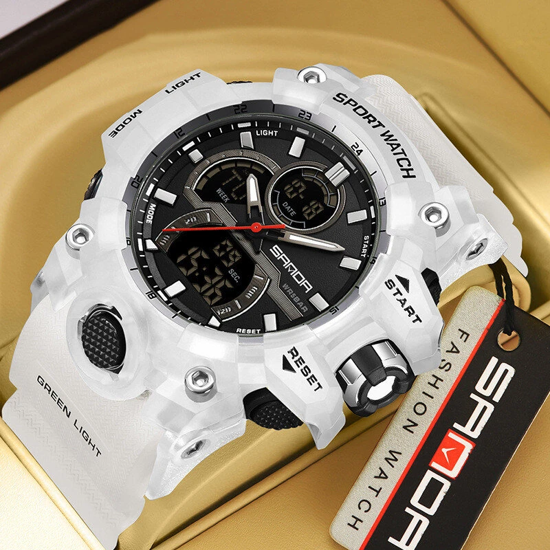 SANDA Men's Dual Display Waterproof Digital Watches Outdoor Sports Wristwatches Movement with Luminous, Stopwatch, Countdown, Alarm & Date Function — view 6