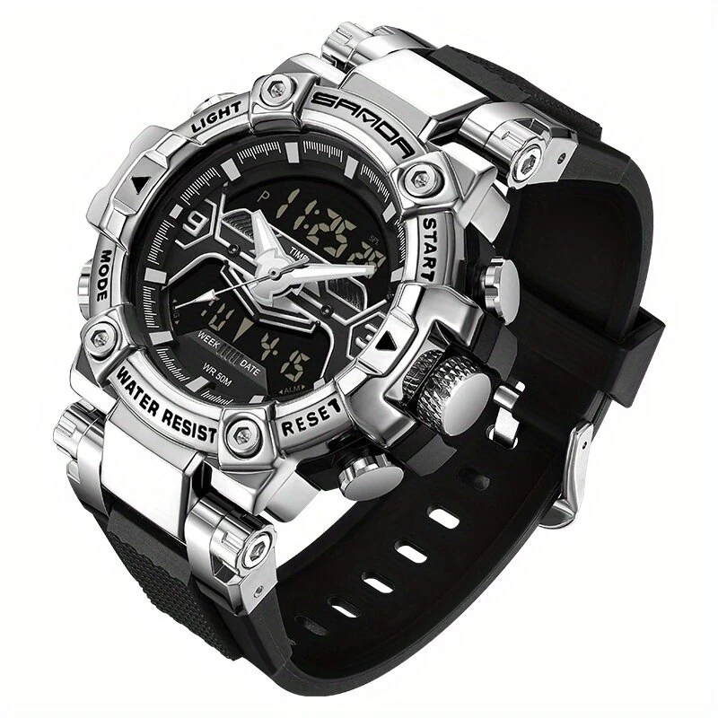 SANDA Men's Sport Digital Watches Multifunctional Luminous Wrist Watch Waterproof Shockproof Alarm Clock Men Watch