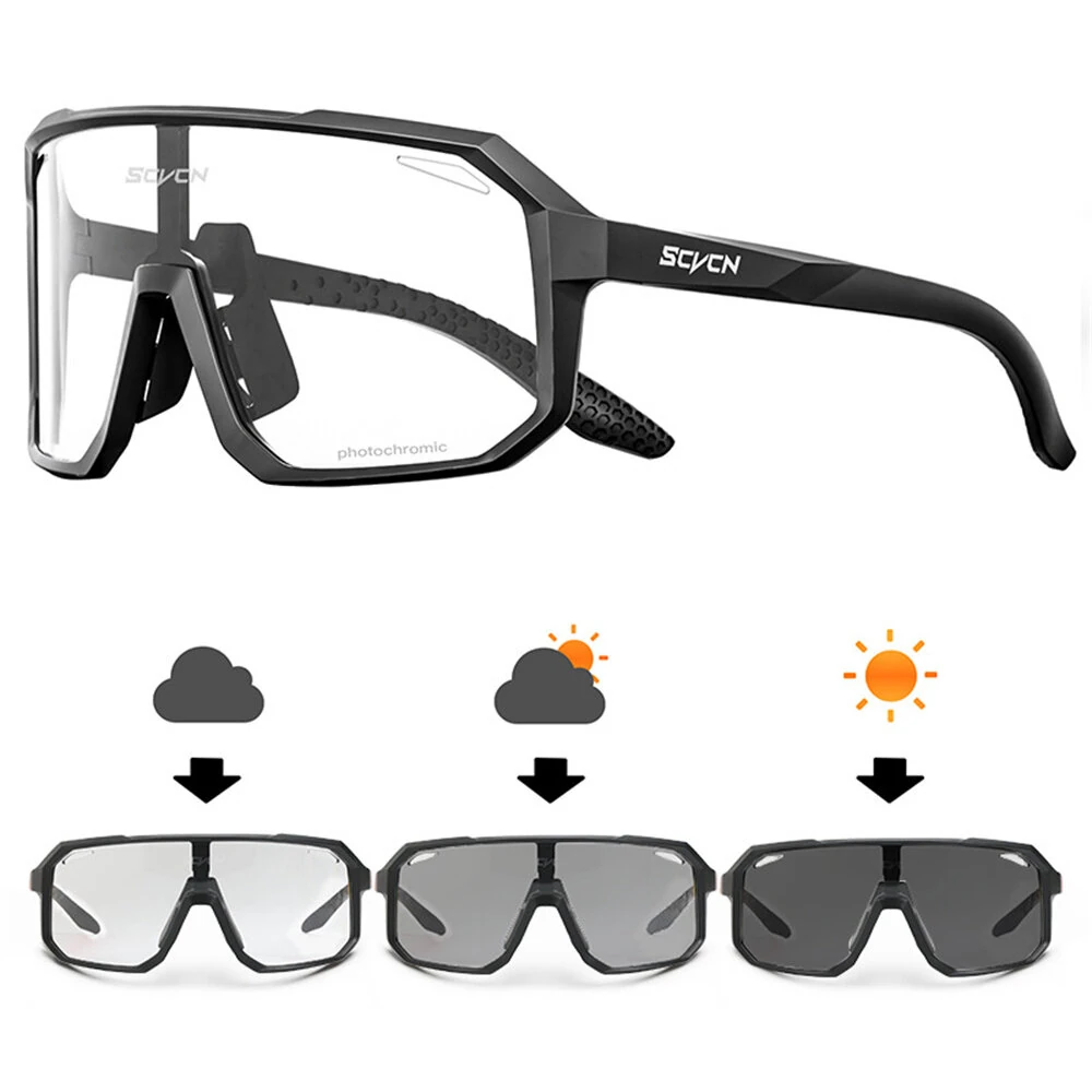 SCVCN Photochromic Cycling Glasses for Men Women UV400 Outdoor Sports Running Driving Sunglasses Road Bicycle Goggles — view 2