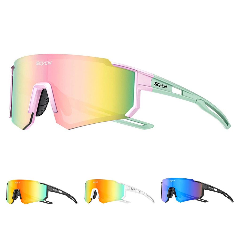 SCVCN Sports HD Cycling Sunglasses for Men Women UV400 Outdoor Colorful Glasses Windproof Sand-resistant Bicycle Goggles — SCVCN