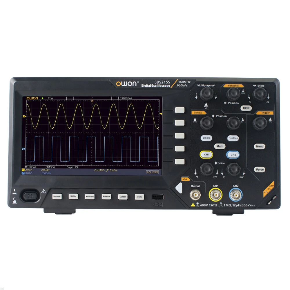 SDS200 Series Digital Oscilloscope 2 Channels 1 GS/s Sample Rate 150-200 MHz Bandwidth USB 2.0 EU/US Plug High Precision Analysis Tool — OWON