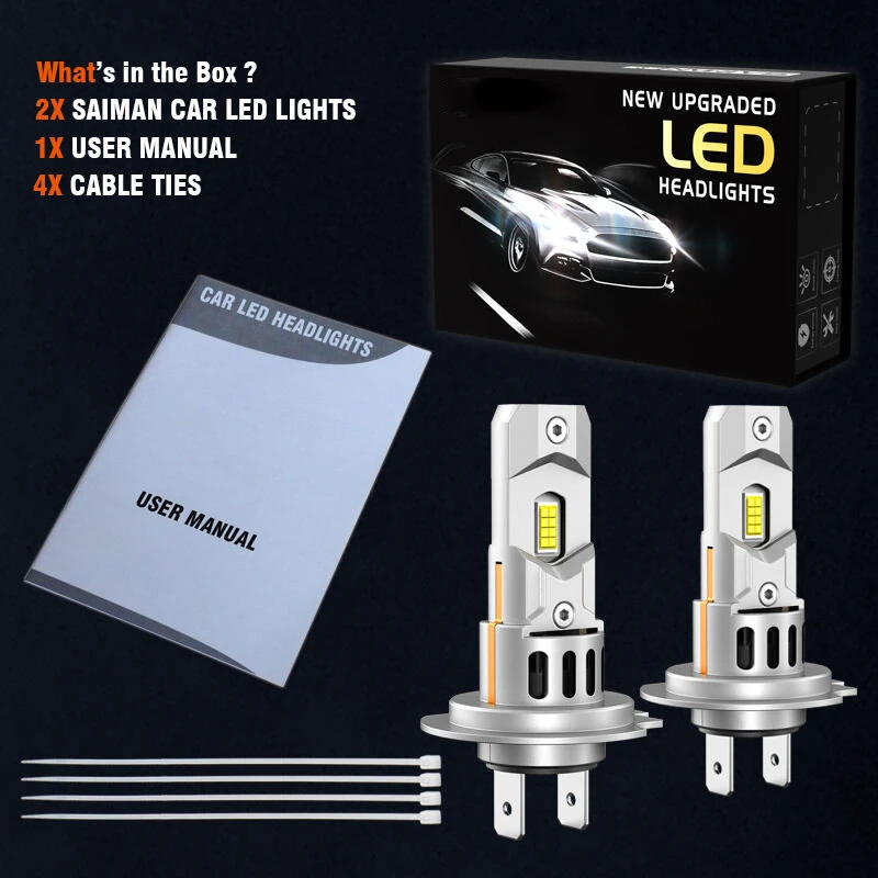 SEALIGHT 2PCS X3S H7 LED Car Headlight 6000LM Car Front Light Hi Low Beam 6500K LED Headlight Bulbs  Turbo Fan Cooling — view 6