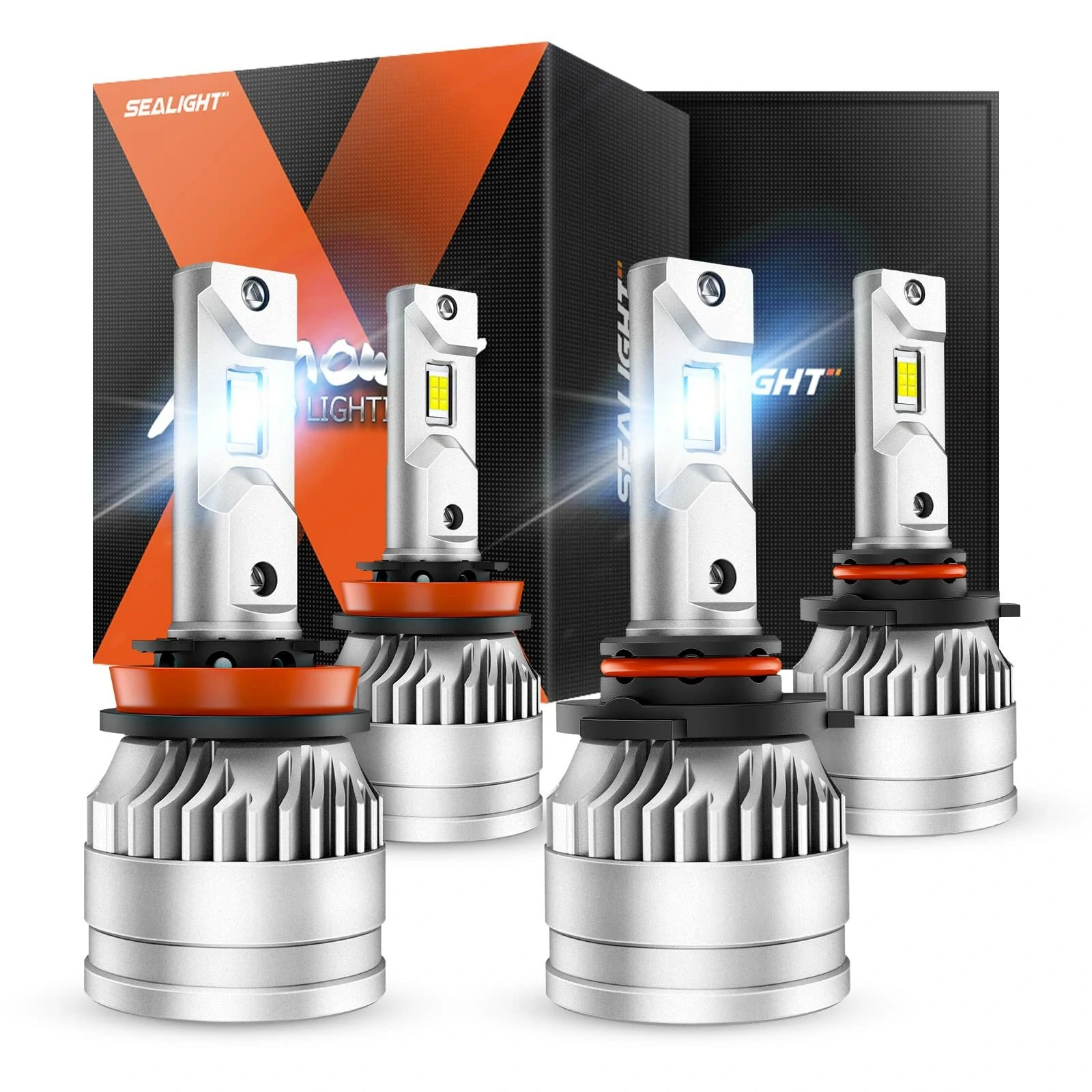 SEALIGHT Pair 100W LED Headlight Bulbs 6500K Cool White 24000LM IP67 Waterproof with Adjustable Lock Ring — image 1