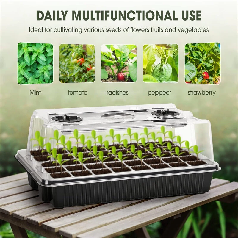 Seed Starter Tray with Grow Light 40 Cells Seed Starter Kit with Humidtiy Dome Seedling Starter Trays for Seed Germination Kit Seedling Starting Propagation Cloning Plants — view 3