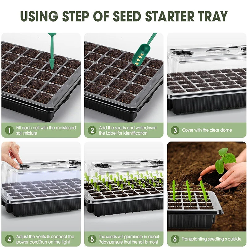 Seed Starter Tray with Grow Light 40 Cells Seed Starter Kit with Humidtiy Dome Seedling Starter Trays for Seed Germination Kit Seedling Starting Propagation Cloning Plants — view 7
