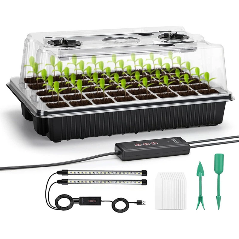 Seed Starter Tray with Grow Light 40 Cells Seed Starter Kit with Humidtiy Dome Seedling Starter Trays for Seed Germination Kit Seedling Starting Propagation Cloning Plants — view 9