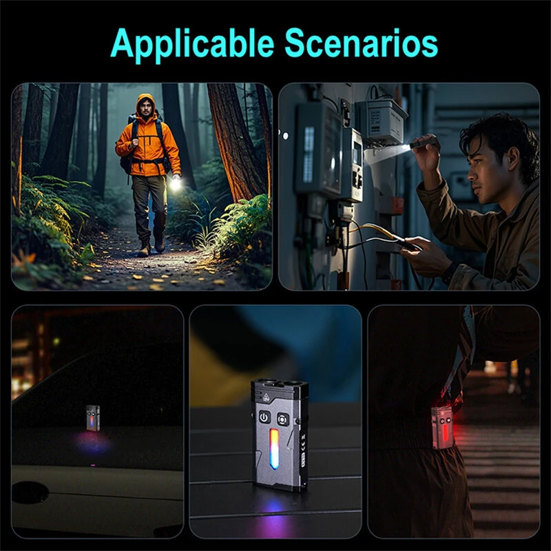 SEEKNITE EV10 1100LM EDC Keychain Flashlight Polypan-RGB Flash Color Clip-on Light Type-C Rechargeable Mini Portable Magnetic Flash Lights for Signaling Cycling Outdoor or Indoor Use — view 11