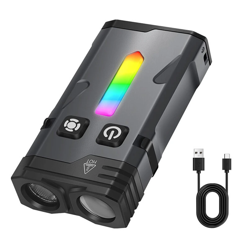 SEEKNITE EV10 1100LM EDC Keychain Flashlight Polypan-RGB Flash Color Clip-on Light Type-C Rechargeable Mini Portable Magnetic Flash Lights for Signaling Cycling Outdoor or Indoor Use — view 2