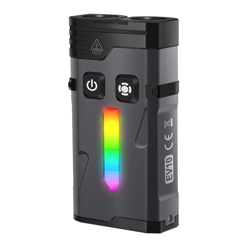 SEEKNITE EV10 1100LM EDC Keychain Flashlight Polypan-RGB Flash Color Clip-on Light Type-C Rechargeable Mini Portable Magnetic Flash Lights for Signaling Cycling Outdoor or Indoor Use — view 3