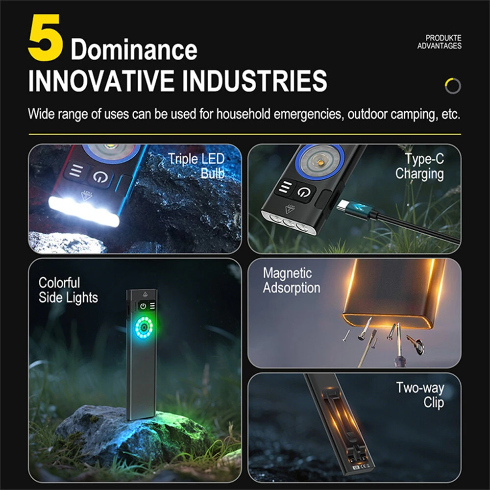 SEEKNITE U8 650LM EDC LED Flashlight Multi Modes Signal Light Moodlight Type-C Rechargeable Work Light Torch with Magnet Waterproof Camping Pocket Lantern — view 7