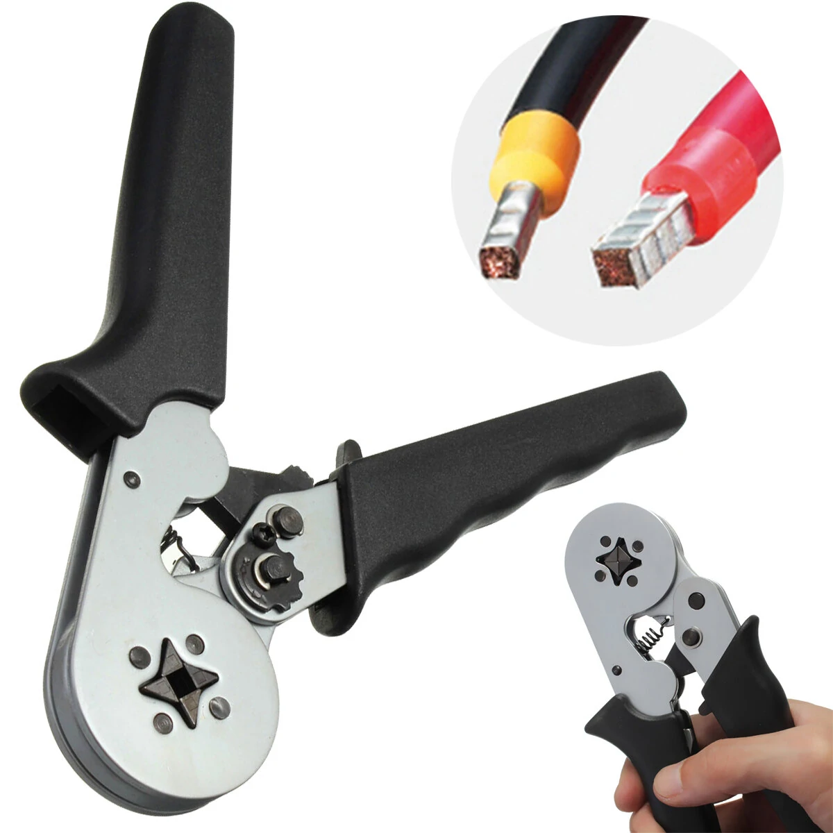 Self-Adjustable Terminal Crimping Tool with 0.08-6.0mm² Range Ergonomic Nylon Handle Uniform Pressure Crimp Ideal for Insulated and Non-insulated Wire Connections — view 9