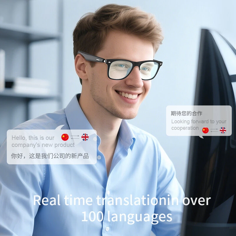 Senbono A01 Smart bluetooth Glasses bluetooth 5.3 100+ Language Translation AI Noise Reduction Hands Free Voice Control UV Protection Semi-Open Ear Audio Glasses — view 4