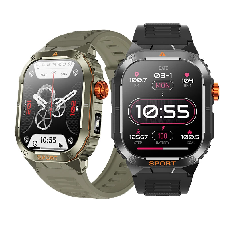 SENBONO D16 2.01-Inch HD Screen Strong Flashlight 35 Days Battery Life Heart Rate Blood Pressure Blood Oxygen Monitor Sleep Monitoring Breathing Exercise Multi-sport Modes IP68 Waterproof Smart Watch