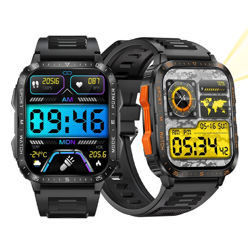 Senbono KT79 1.96inch HD Screen IPX8-3ATM Waterproof SOS Flashlight bluetooth Call Heart Rate Blood Pressure Blood Oxygen Monitor Sleep Monitoring Women's Health Multi-sport Modes Music Playback Smart Watch