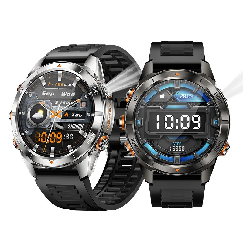 SENBONO KT80 1.46-inch HD Screen SOS Flashlight UV Light 3ATM Waterproof Heart Rate Blood Oxygen Monitor Sleep Monitoring Multi-sport Modes Smart Watch