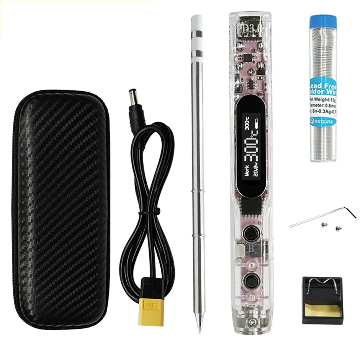 SEQUER SI012 Pro Max T12 Portable OLED Soldering Iron with Color Ambience Light Chinese, English and Russian Menu Applicable T12 Soldering Iron Tips Support PD — SEQURE