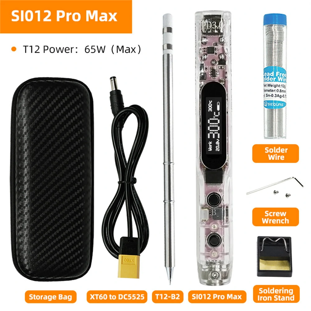 SEQUER SI012 Pro Max T12 Portable OLED Soldering Iron with Color Ambience Light Chinese, English and Russian Menu Applicable T12 Soldering Iron Tips Support PD — view 10