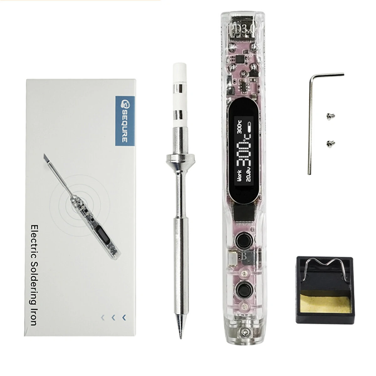 SEQURE SI012 Pro Max TS-B2 Portable OLED Soldering Iron with Color Ambience Light Chinese, English and Russian Menu Applicable TS Soldering Iron Tips Support PD — SEQURE