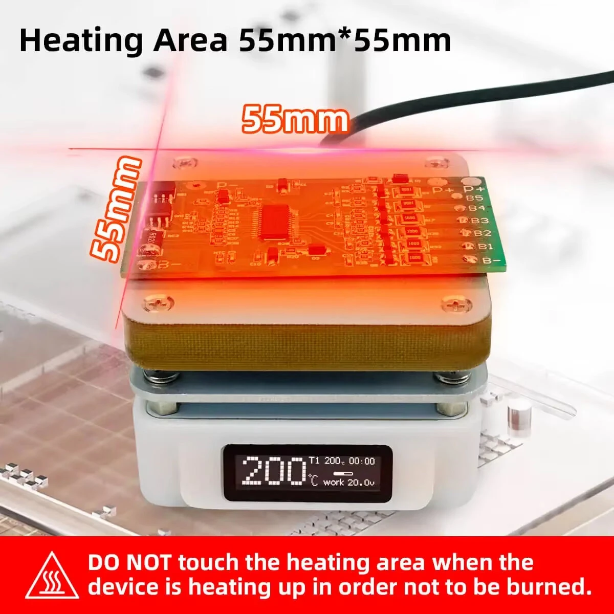 SEQURE T55 Adjustable Temperature Rework Station Electronic Hot Plate 50℃-280℃ Type-C PD QC DC Power Supply OLED Display SMD PCB Heating — view 4
