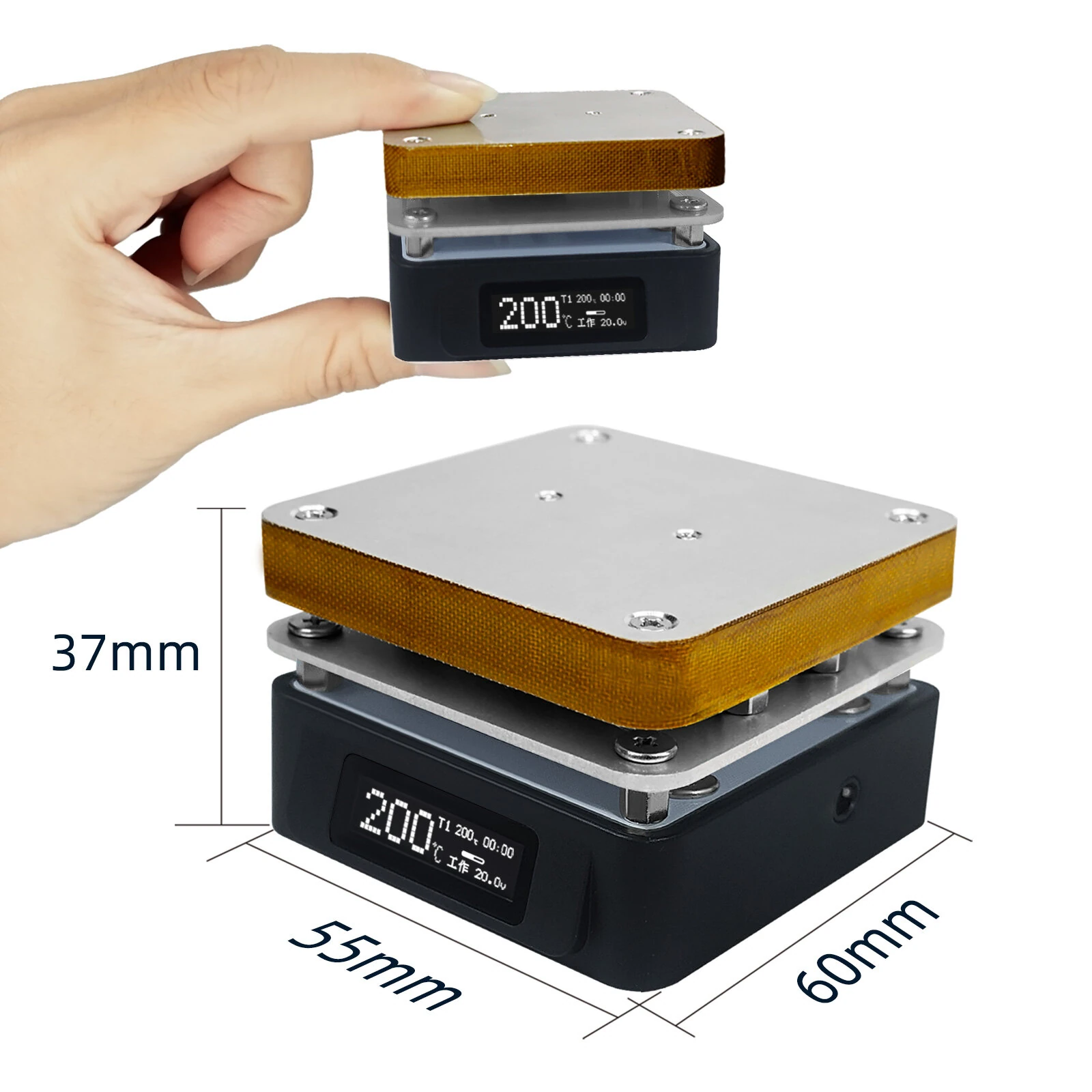 SEQURE T55 Adjustable Temperature Rework Station Electronic Hot Plate 50℃-280℃ Type-C PD QC DC Power Supply OLED Display SMD PCB Heating — view 8