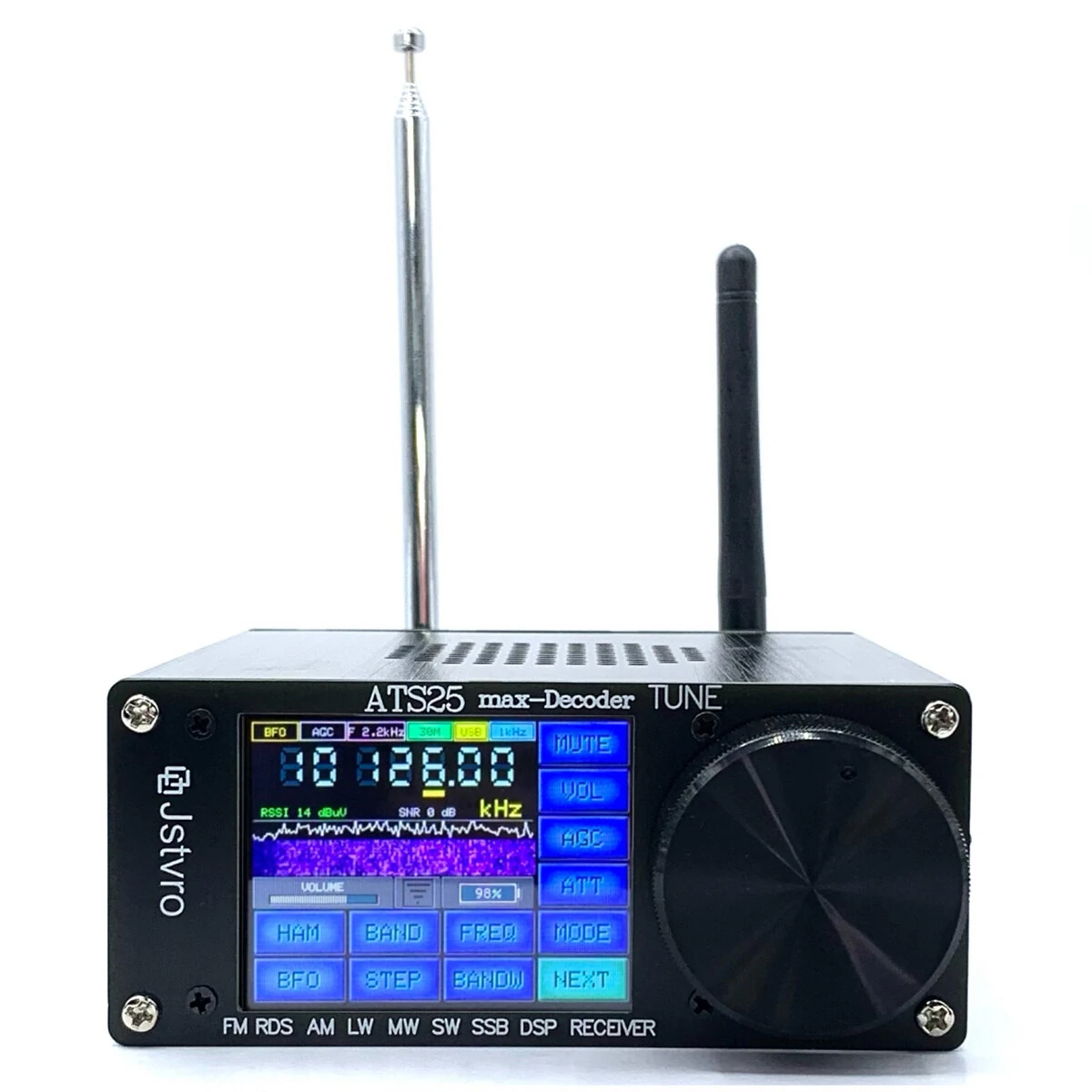SI4732 ATS-25max-DECODER Radio Receiver 4.17 Version Adds CW RTty Decoding Function WiFi Function Four Audio Spectrum DSP Receiver FM LW (MW and SW) and SSB Built -in 3000mA Lithium Battery — view 2