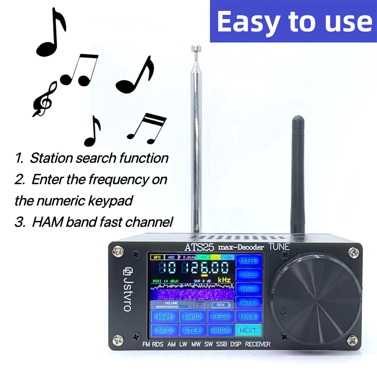 SI4732 ATS-25max-DECODER Radio Receiver 4.17 Version Adds CW RTty Decoding Function WiFi Function Four Audio Spectrum DSP Receiver FM LW (MW and SW) and SSB Built -in 3000mA Lithium Battery — view 4