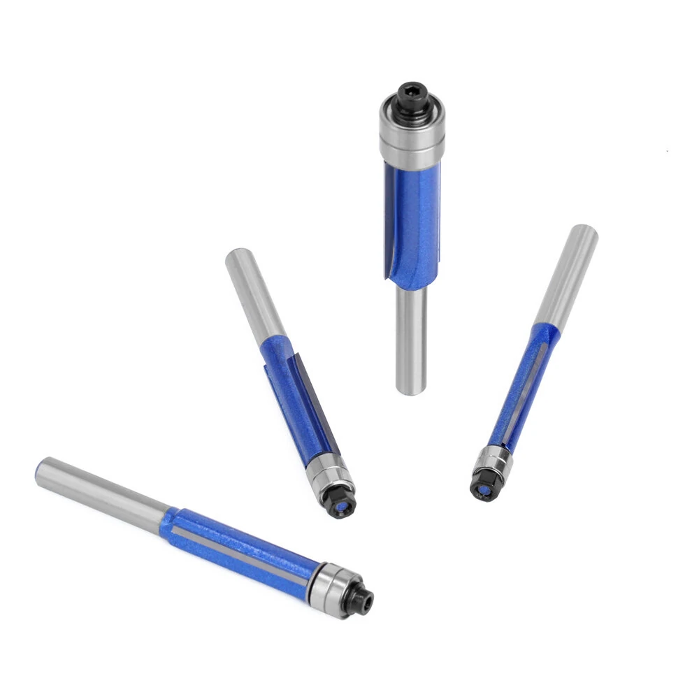 Silver Blue Double Bearing Router Bit Trimming Knife Woodworking Milling Tools  Double-edged Trimming Machine Blade — view 2
