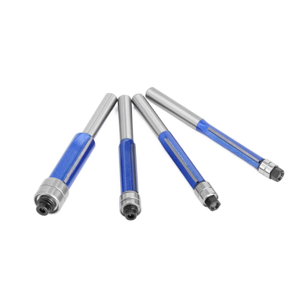 Silver Blue Double Bearing Router Bit Trimming Knife Woodworking Milling Tools  Double-edged Trimming Machine Blade — view 3