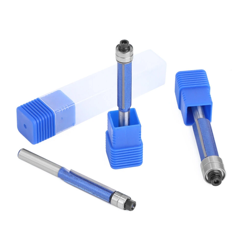 Silver Blue Double Bearing Router Bit Trimming Knife Woodworking Milling Tools  Double-edged Trimming Machine Blade — view 5