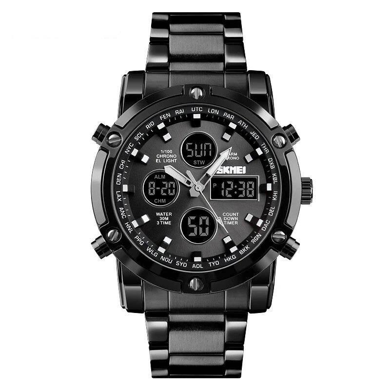SKMEI Men's Sport Digital Watches Fashion Stopwatch Dual Display Watch 3 Time Countdown Wrist Watch — view 2