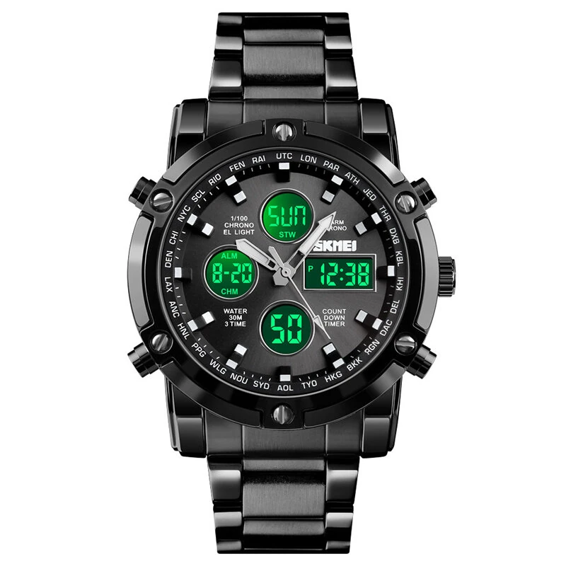 SKMEI Men's Sport Digital Watches Fashion Stopwatch Dual Display Watch 3 Time Countdown Wrist Watch — view 3