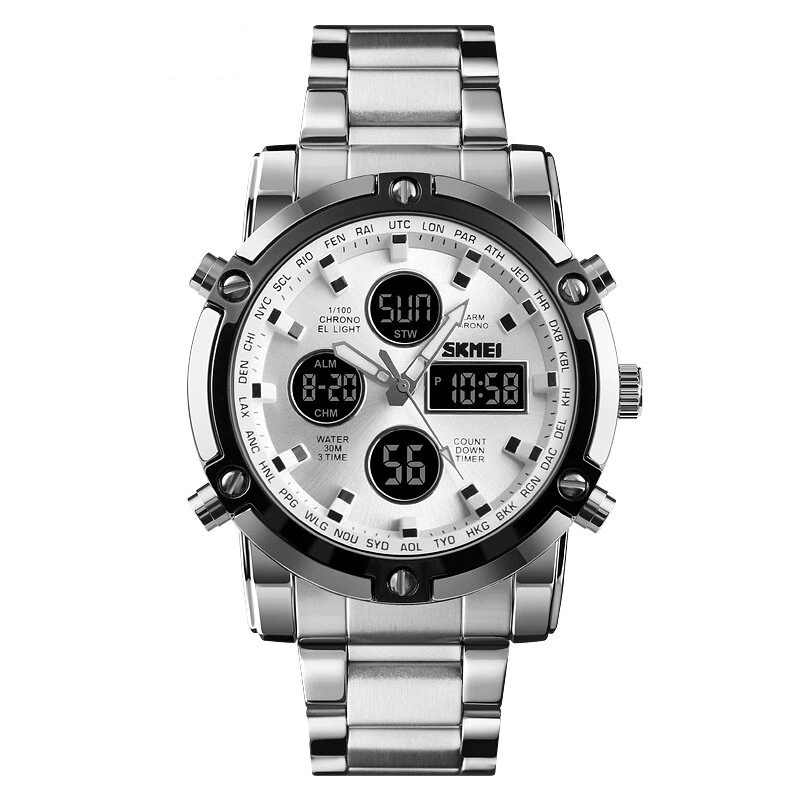 SKMEI Men's Sport Digital Watches Fashion Stopwatch Dual Display Watch 3 Time Countdown Wrist Watch — view 8