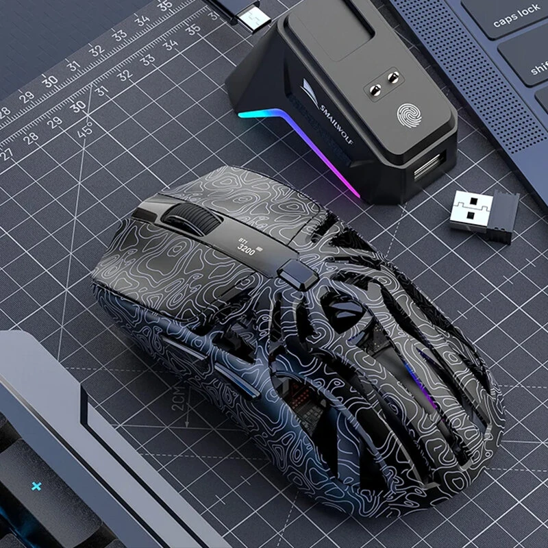 SMAILWOLF M8 Tri-mode Gaming Mouse with Charger Dock PAW3311 Sensor RGB 12000DPI 1KHz Return Rate 72g Lightweight Rechargeable Mouse — view 10