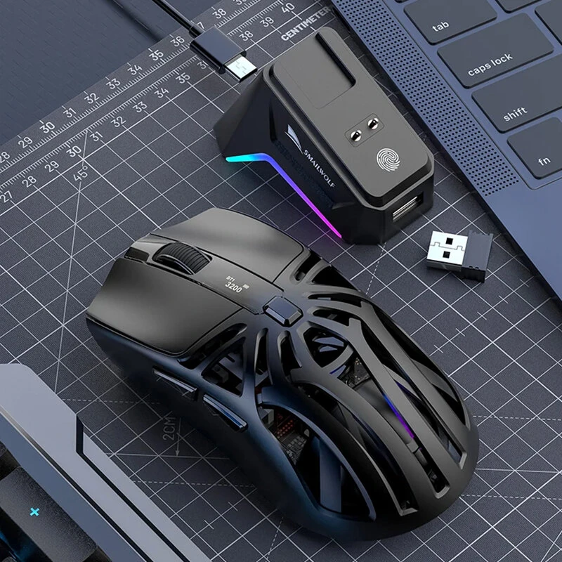 SMAILWOLF M8 Tri-mode Gaming Mouse with Charger Dock PAW3311 Sensor RGB 12000DPI 1KHz Return Rate 72g Lightweight Rechargeable Mouse — view 11