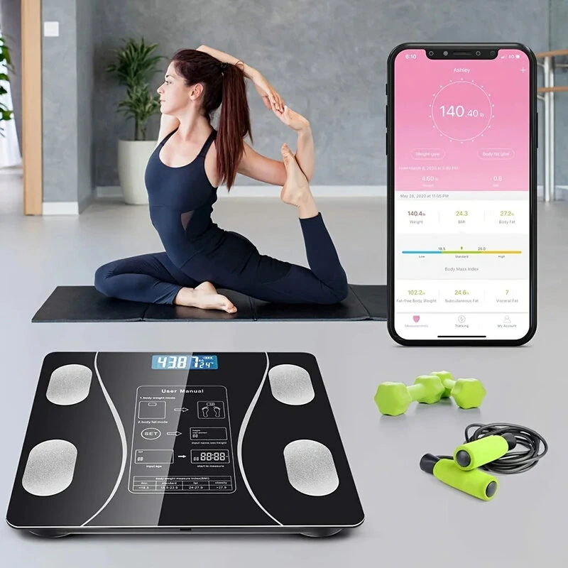 Smart bluetooth Electronic Body Fat Scale 14 Body Data Monitoring LCD Display USB Rechargeable 180KG Max Load Accurate Measuring Weight Scale — view 3