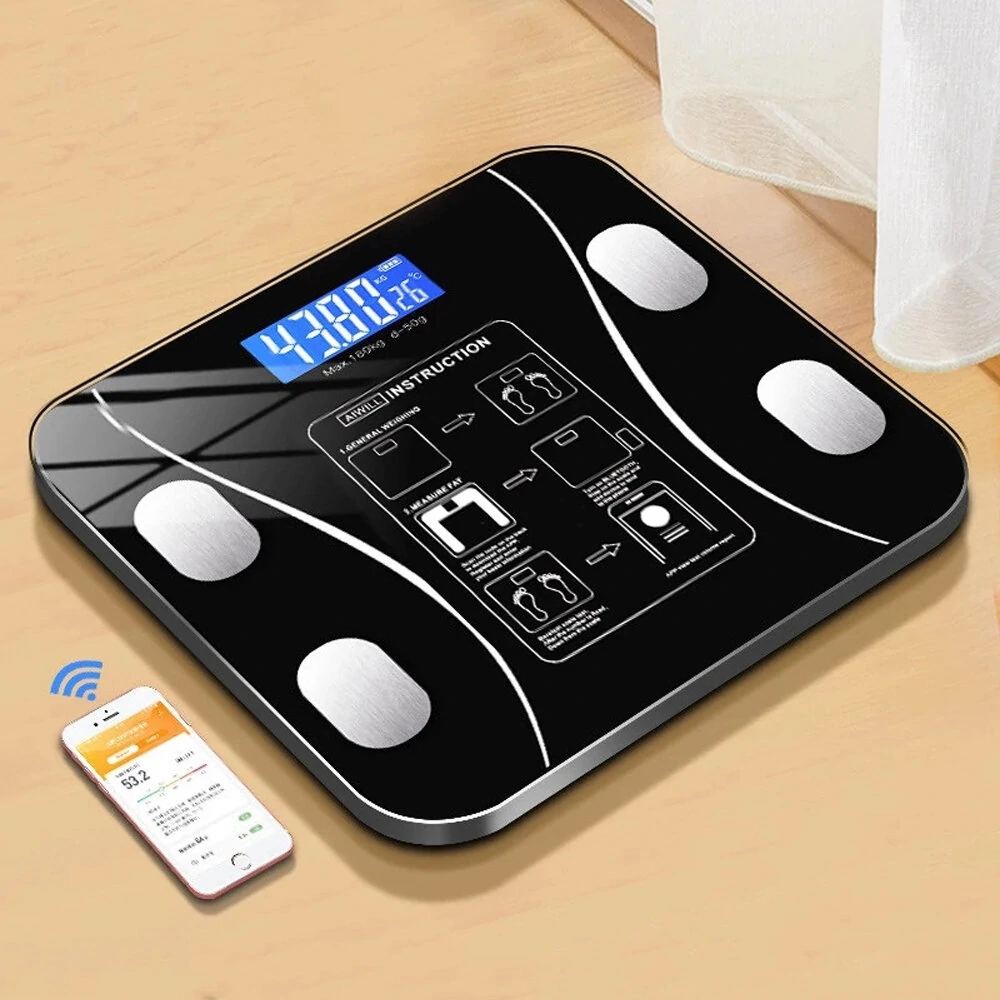 Smart bluetooth Electronic Body Fat Scale 14 Body Data Monitoring LCD Display USB Rechargeable 180KG Max Load Accurate Measuring Weight Scale — view 7