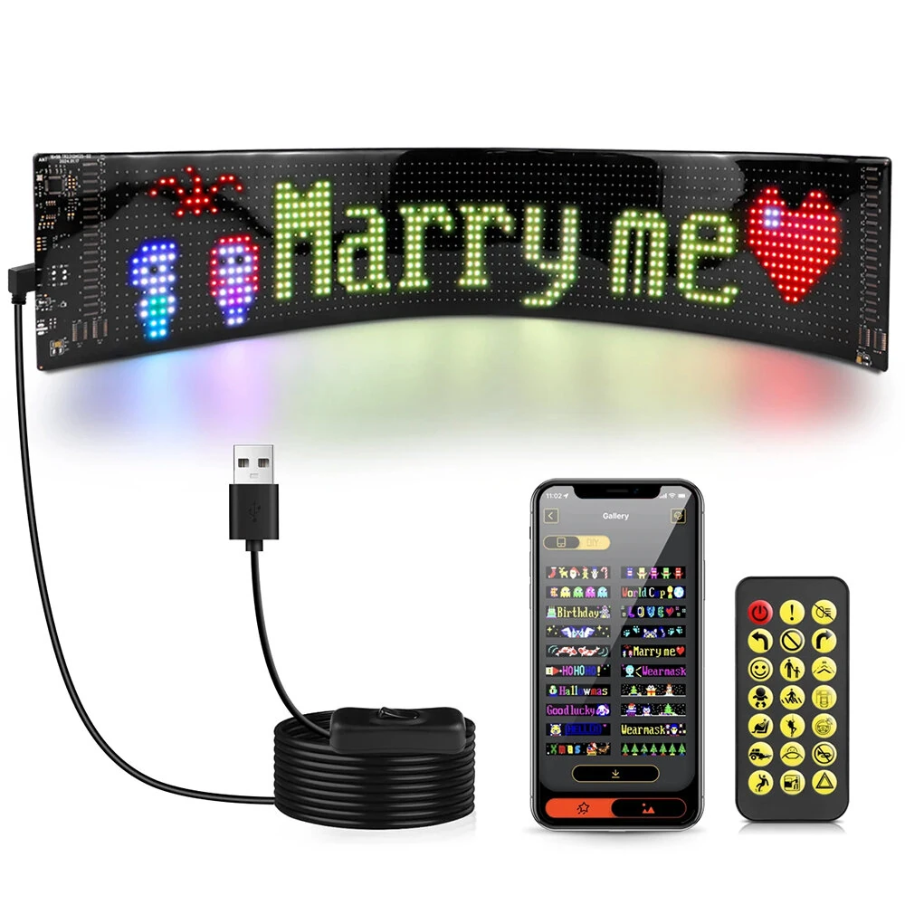 Smart Bluetooth Flexible LED Pixel Screen Strip 5V USB DIY Graffiti Logo LED Matrix Pixel Scrolling Display Advertising Light — view 2