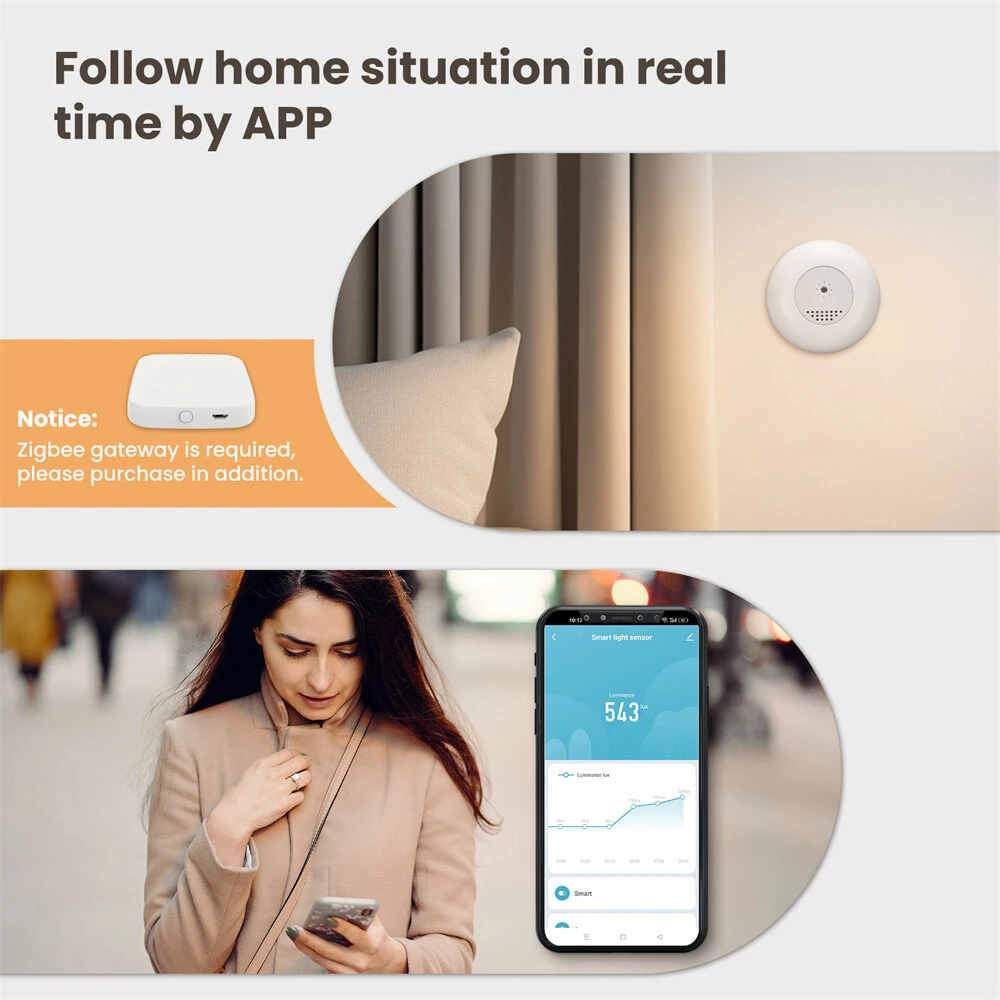 Smart Light Sensor Illuminance Brightness Test Home Lighting Automation Smart Home Tester APP Control — view 9