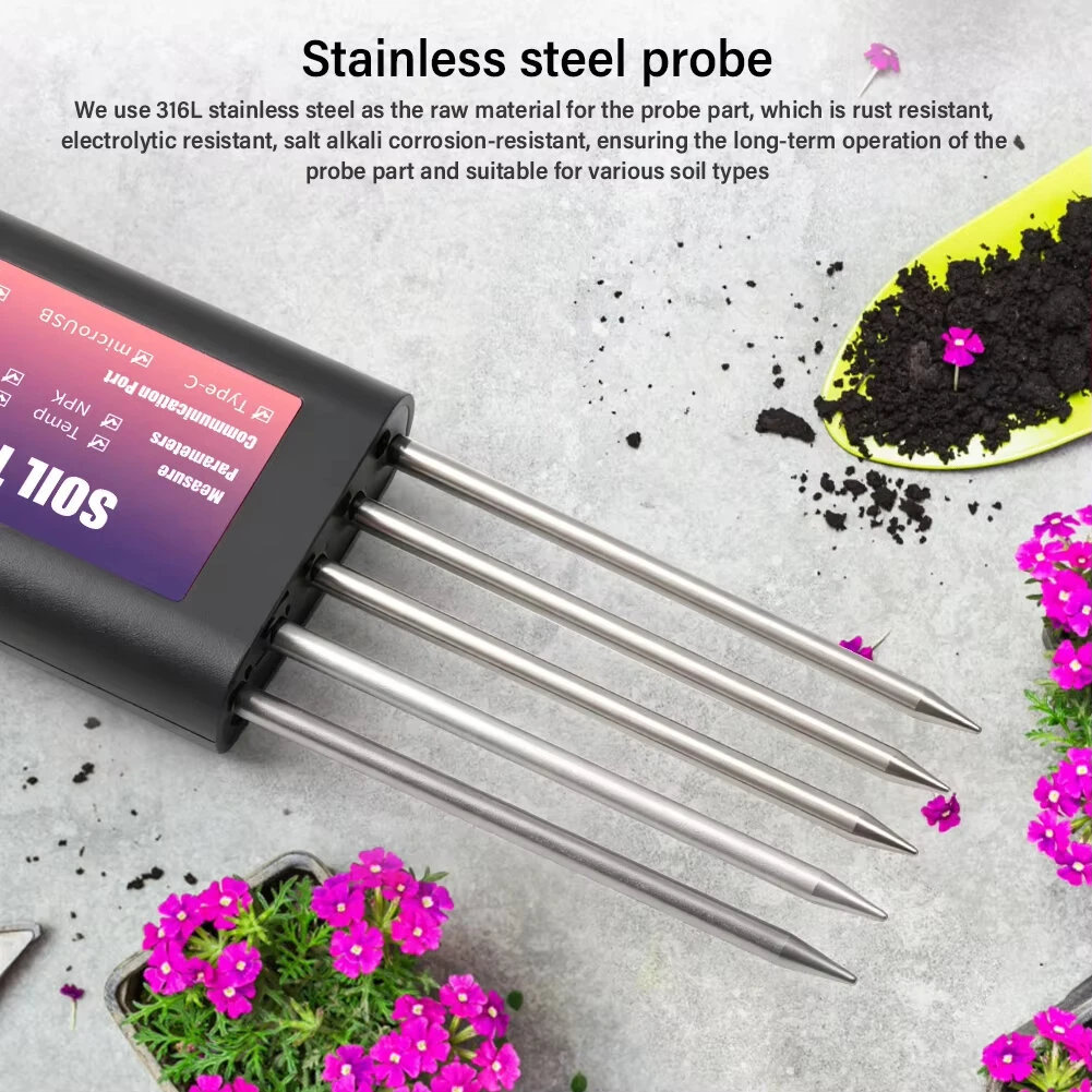 Smart Soil Tester NPK PH Meter 8 in 1 Soil Moisture Temperature Humidity Sensor for Garden iOS Android HarmonyOS — view 7