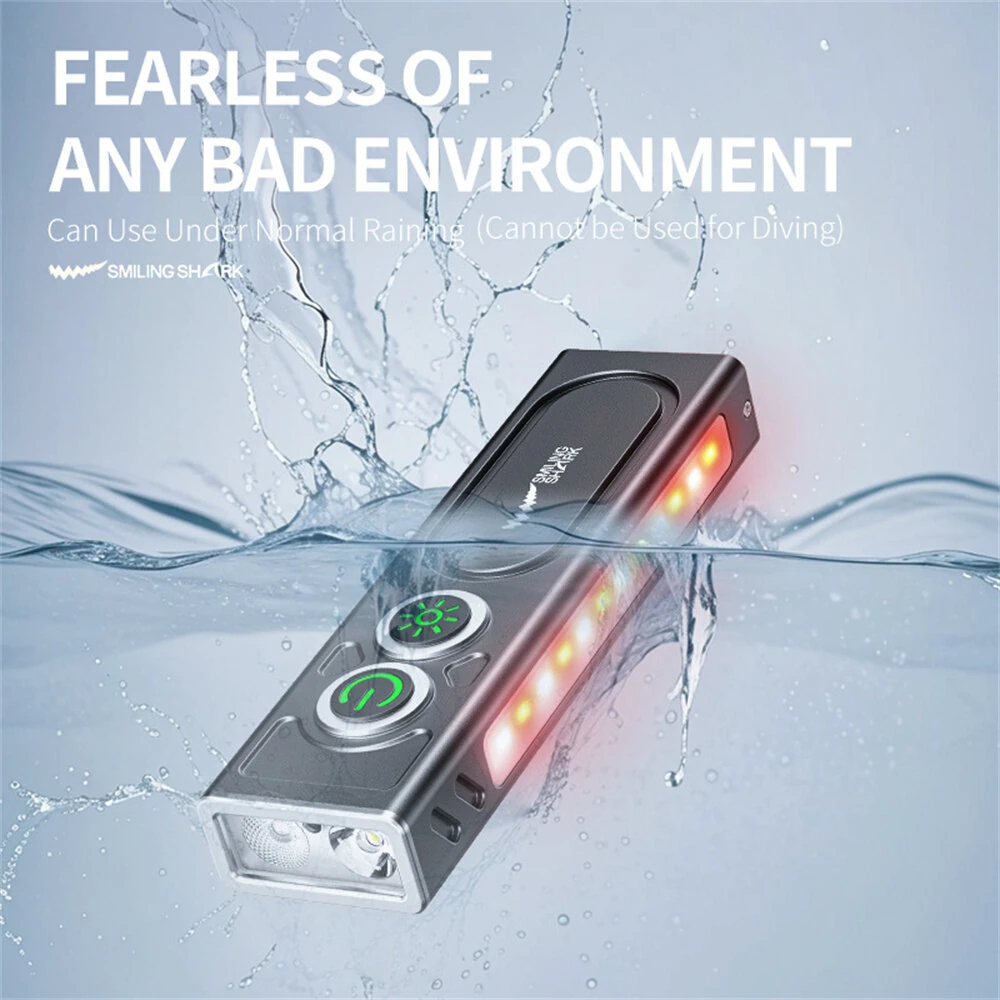 SMILING SHARK Multifunctional Type-C Rechargeable Flashlight Green Beam White Light UV Light and Side Lights Waterproof with Magnetic Repair Work Lamp for Outdoor Fishing Hiking — view 10