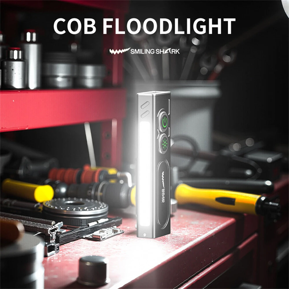 SMILING SHARK Multifunctional Type-C Rechargeable Flashlight Green Beam White Light UV Light and Side Lights Waterproof with Magnetic Repair Work Lamp for Outdoor Fishing Hiking — view 2