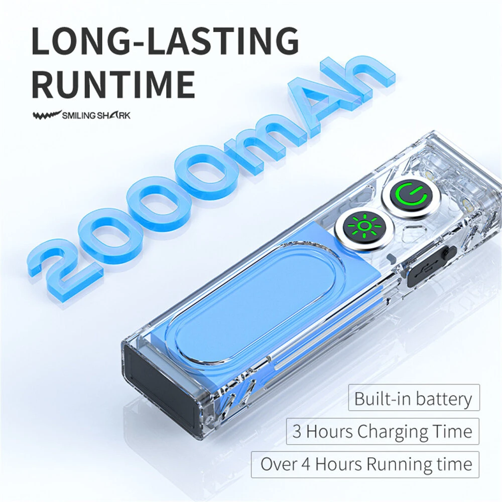 SMILING SHARK Multifunctional Type-C Rechargeable Flashlight Green Beam White Light UV Light and Side Lights Waterproof with Magnetic Repair Work Lamp for Outdoor Fishing Hiking — view 3