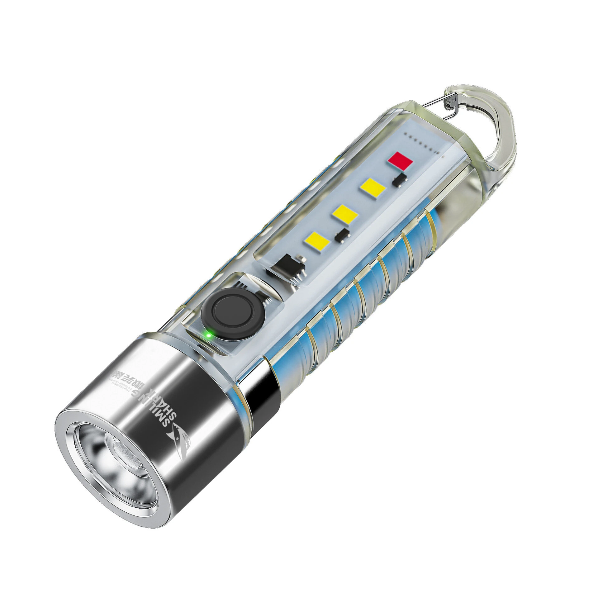 Smiling Shark SD-1221 Mini Flashlight LED Rechargeable Torchlight, Portable Torch with High Luminous Multifunctional keychain for Outdoor Camping Hiking — Smiling Shark