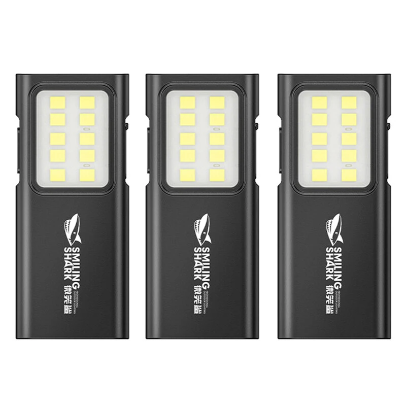 Smiling Shark TIP065 Mini Rechargeable Worklight,COB Floodlight Pocket Flashlight,with Clip Design,for Outdoor Running, Hiking — Smiling Shark