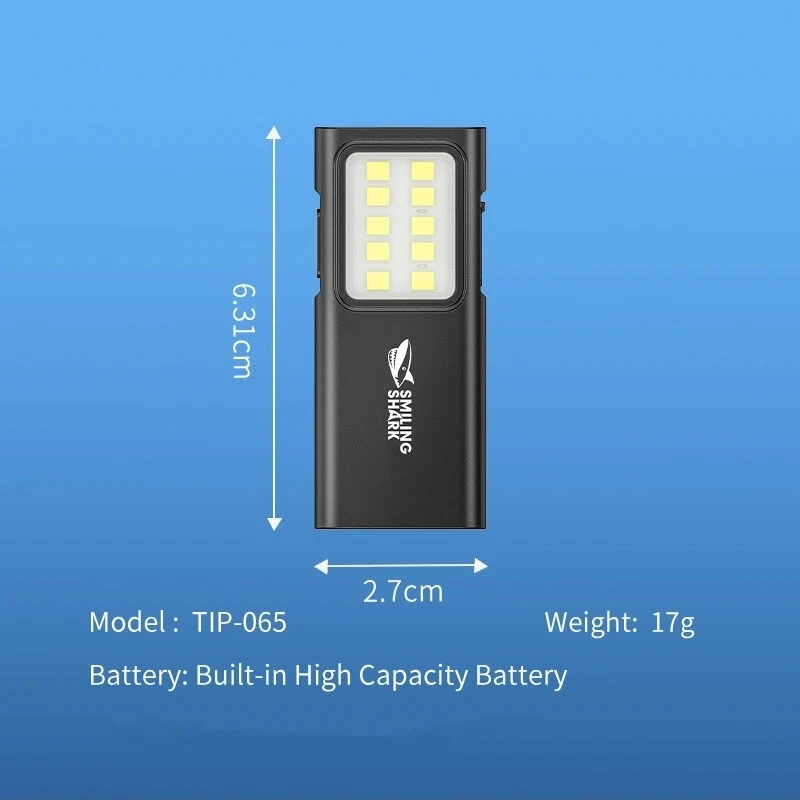 Smiling Shark TIP065 Mini Rechargeable Worklight,COB Floodlight Pocket Flashlight,with Clip Design,for Outdoor Running, Hiking — view 11