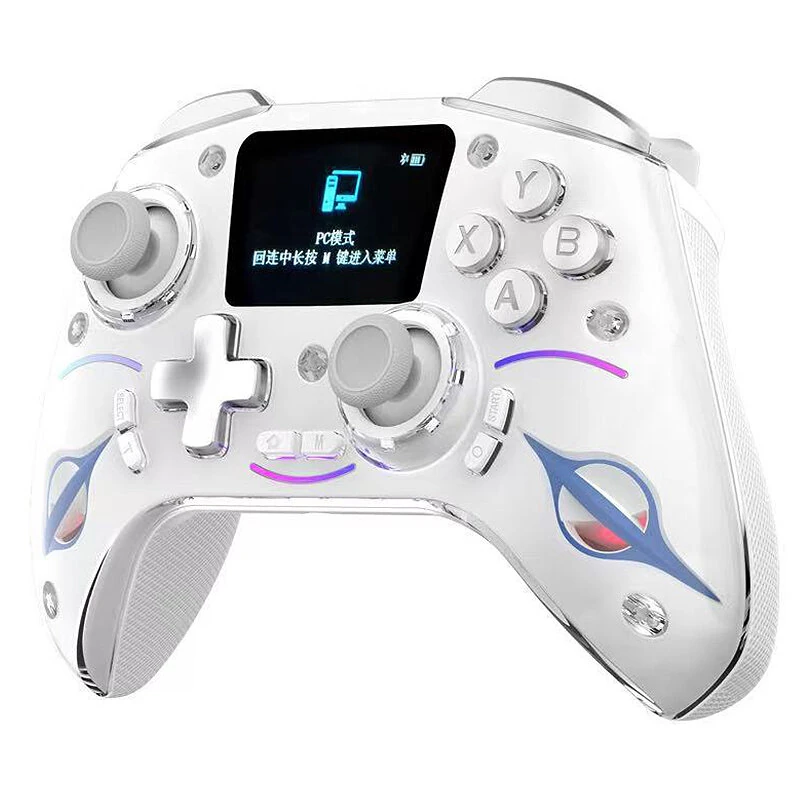 SN-2403 Tri-mode Wireless Gaming Controller with 2 Inch HD Screen Hall Joysticks and Hall Triggers RGB Lighting for PC Switch iOS Android 4 Programmable Back Buttons Six-axis Sensory
